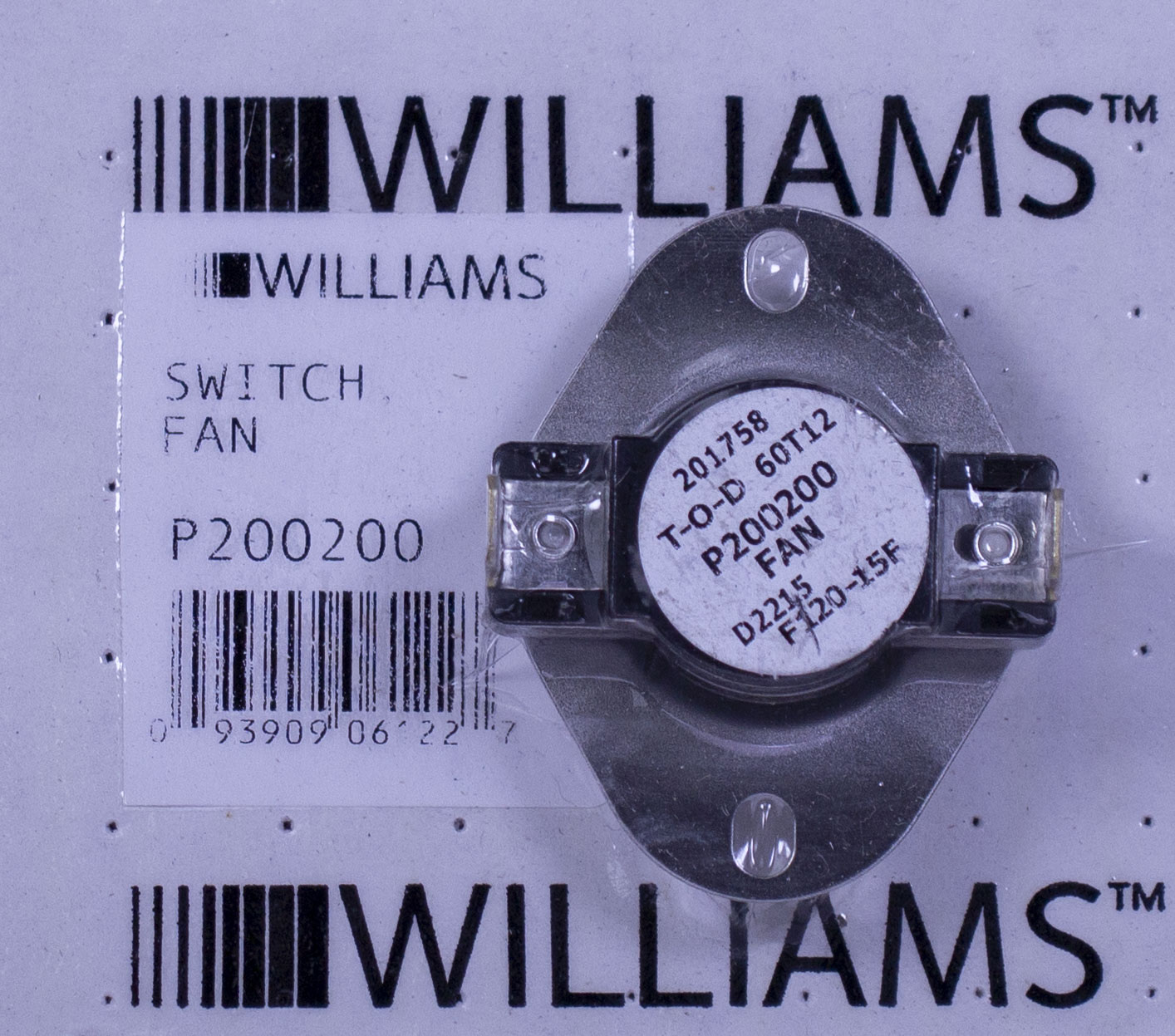 Williams Furnace Company P200200 Fan Switch